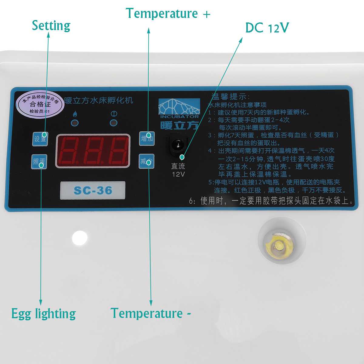 Halvautomatisk vaktel kylling egg inkubator brooder klekkeri fjærfe utstyr inkubator maskin 36 kylling egg vann seng inkubator