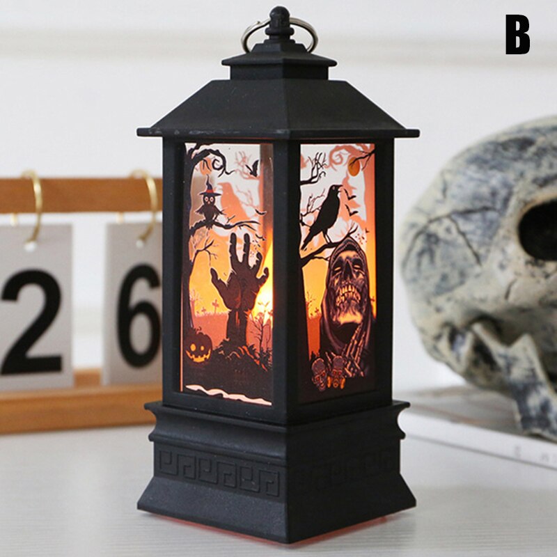 Halloween led natlys lanterne festival dekoration simulation brand lampe fest hjem rekvisitter halloween dekorativ lampe: B stearinlys