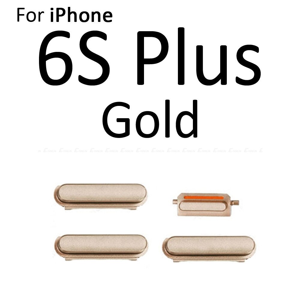 Gran venta botón lateral 4 en 1 para iPhone 6 6S Plus interruptor de volumen de bloqueo de encendido y apagado Botón de tecla silenciosa conjunto completo: For 6S Plus Gold