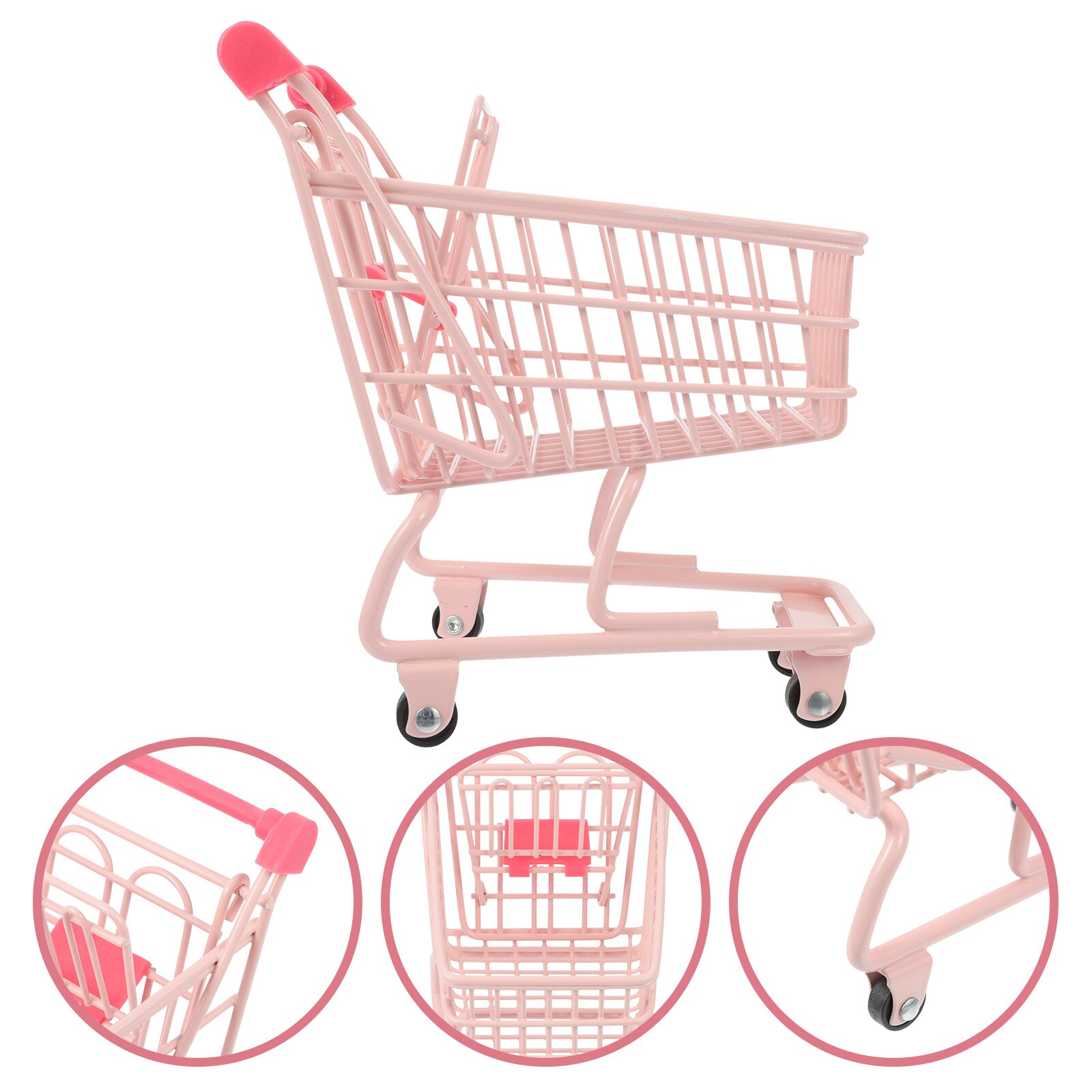 Chic Supermarket Handcart Mini Trolley Models Mini Shopping Cart: Pink