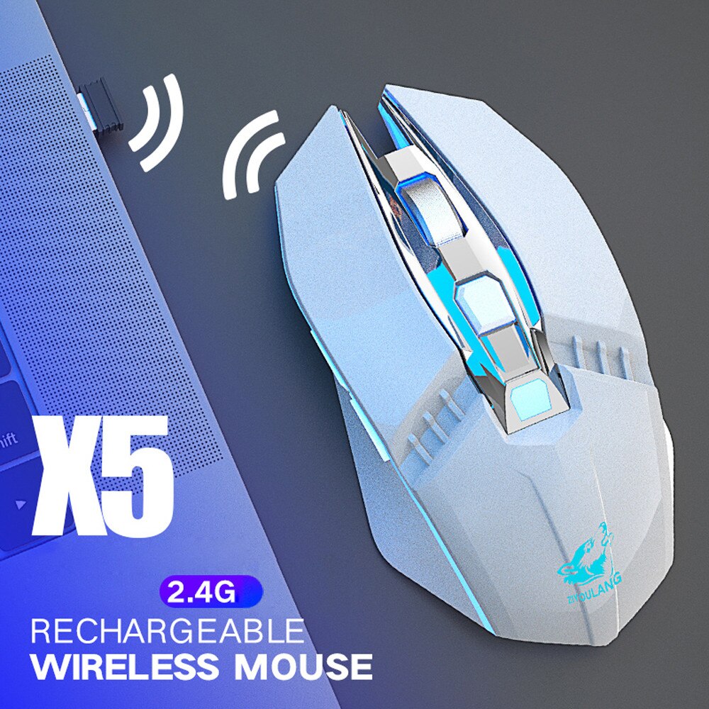 Rechargeable gaming mouse X5 wireless silent LED backlit USB optical ergonomic mouse The sense of technology is born for games: B