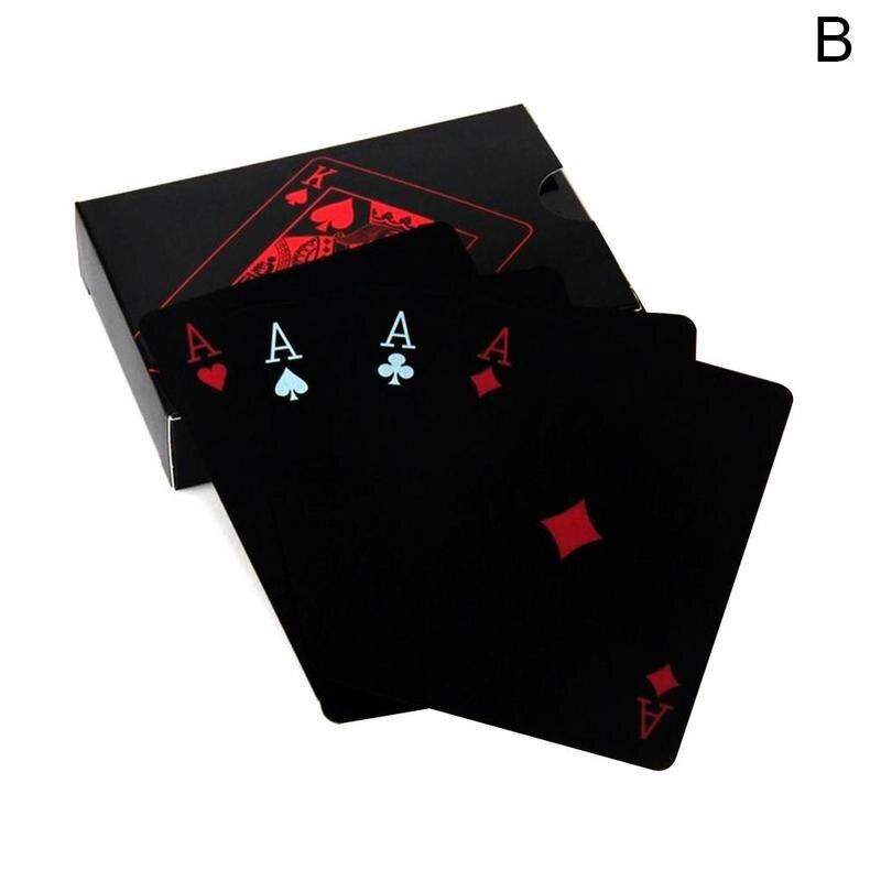 Plastic PVC Poker Waterproof Frosted Playing Cards Set Deck Poker Classic Tricks Tool Black Box-packed: Red