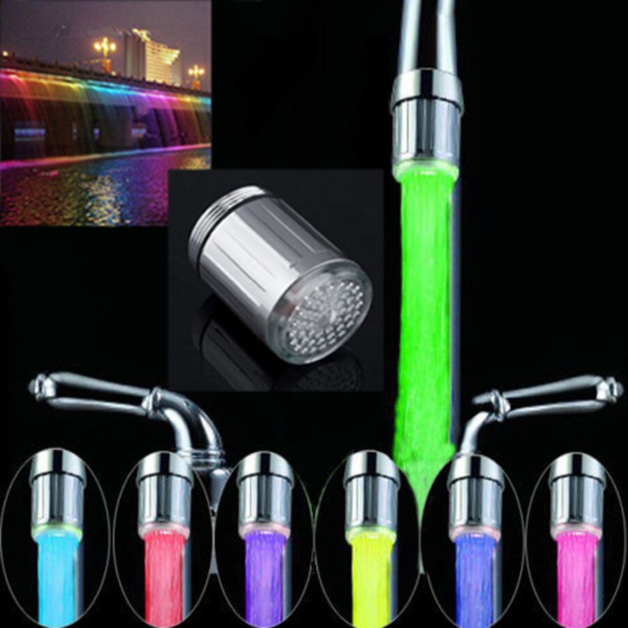 7 kleurrijke Tap Nozzle LED Light Kraan Water Douche LED Kraan Licht Veranderende Kleuren TE Tap Kranen
