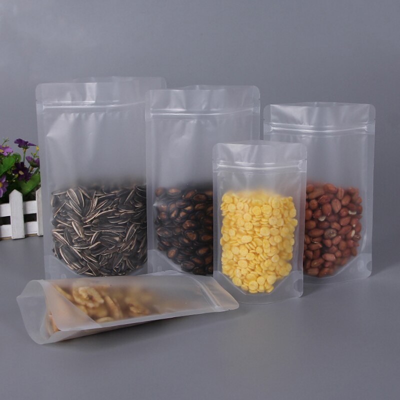 10pcs Stand up Frosted Plastic Zip Lock Bag Transparent Bag Self Sealing Ziplock Reclosable Poly Bag Food Packaging Bag