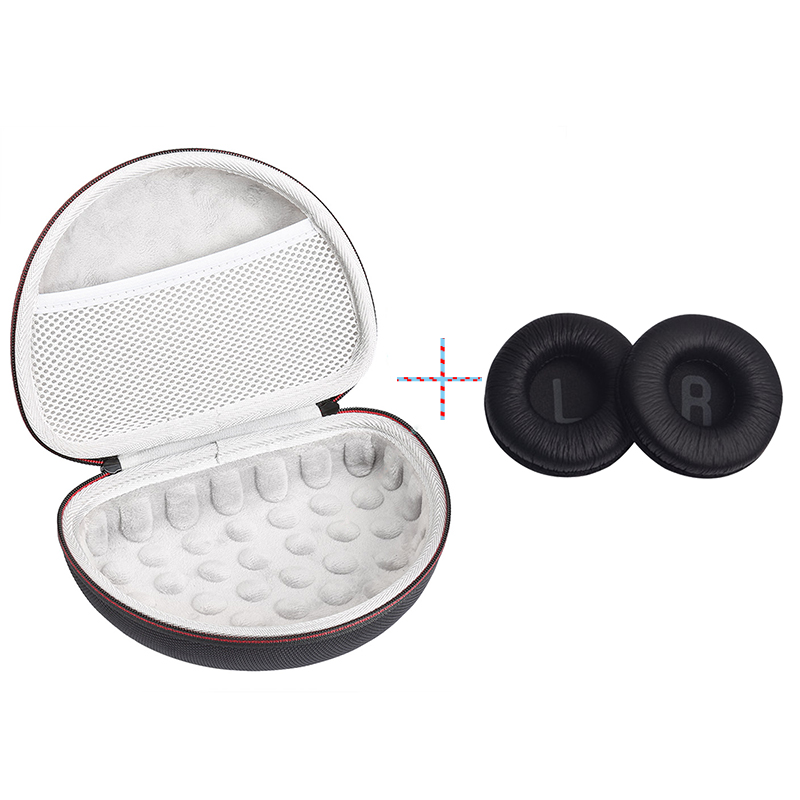 Custodia rigida 2 in 1 per JBL T450BT/ JBL T500bt scatola per cuffie senza fili scatola per il trasporto custodia portatile e custodia per auricolari: A003-nero