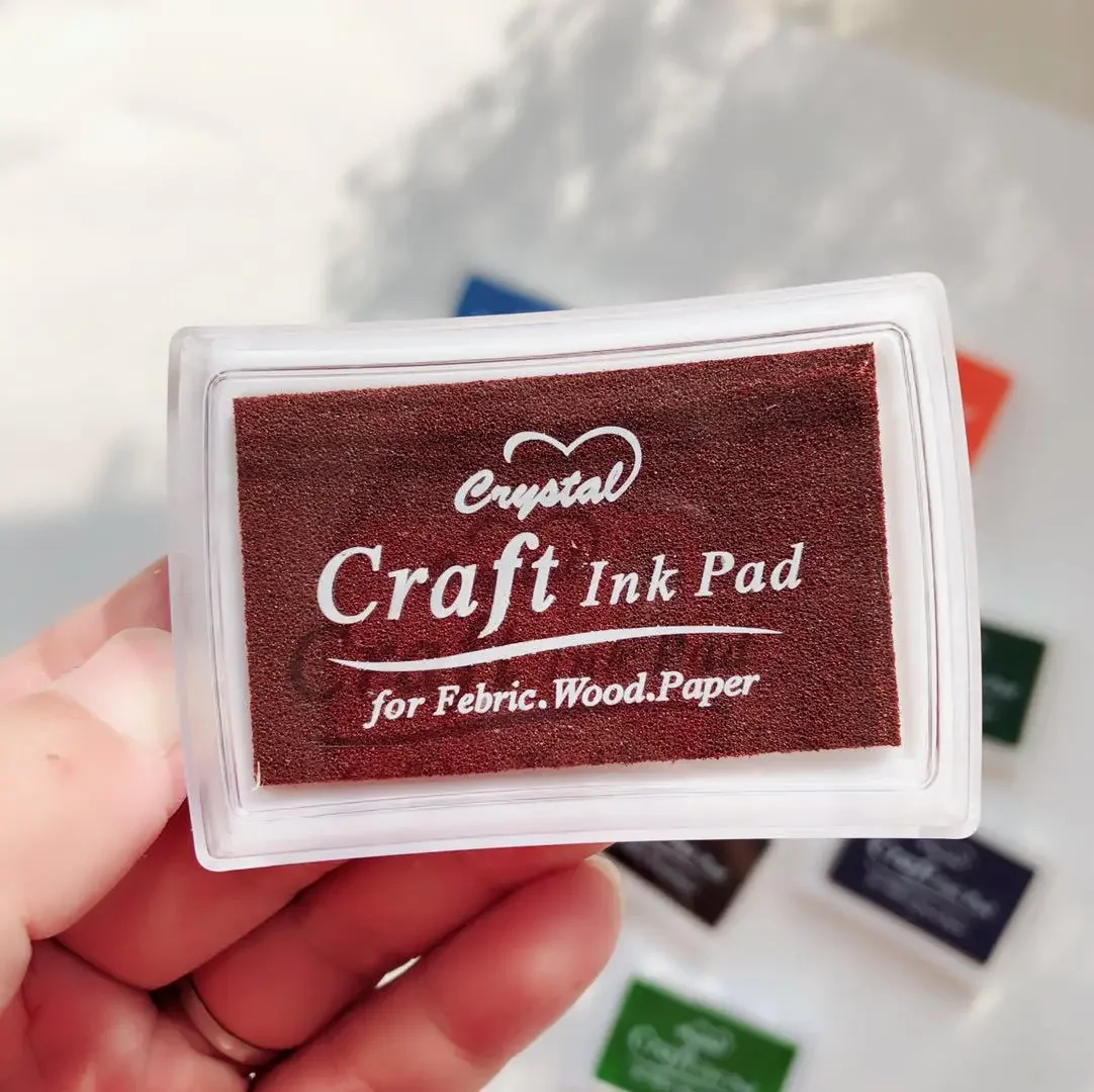 Ink Pad Ink Stamp Pad for DIY Craft Rubber Self Inking Roller Stamps Stationery Album for Scrapbooking Paper Decoration: Beige