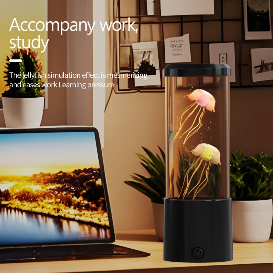 LED Jellyfish Aquarium Night Light, 7-Color Changing, Mood Lamp for Home Office Sleep Relax,