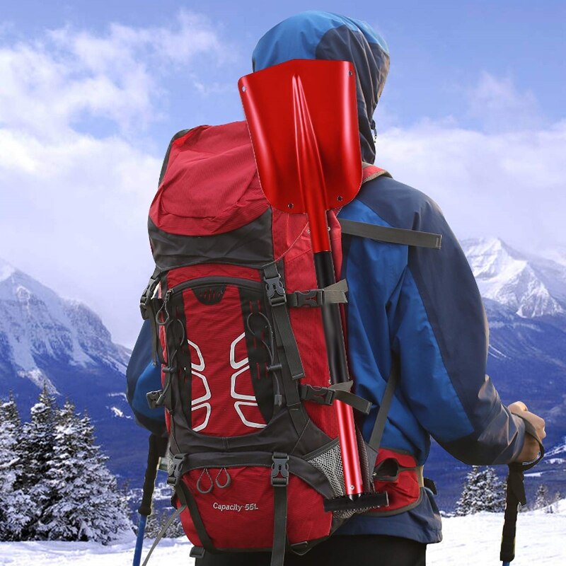 Aluminum Lightweight Snow Shovel for Car Emergency, 21Inch -32Inch Durable Compact Collapsible Snowboard Shovel,Red