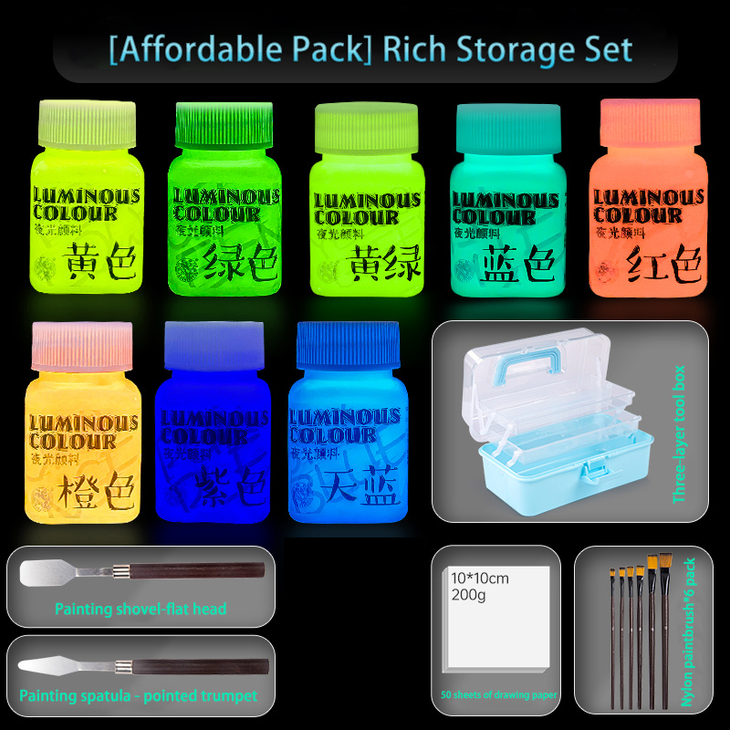 Fluorescent Acrylic Glow In The Dark Paint Brightness Luminous Student Hand Painted DIY Textile Wall Light Absorbing Pigment