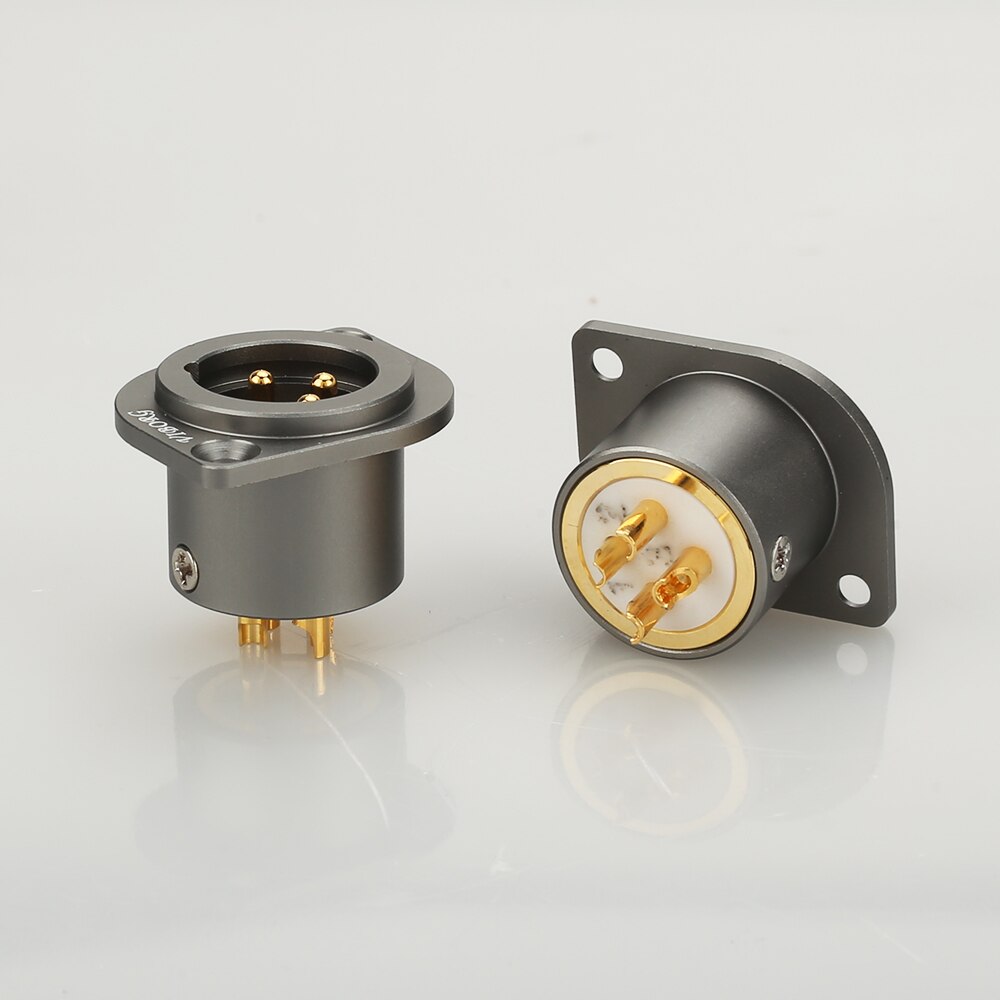 1 Uds Viborg de cobre puro de 24K chapado en oro XLR 3 Pin hembra chasis toma montado en el Panel adaptador soldadura