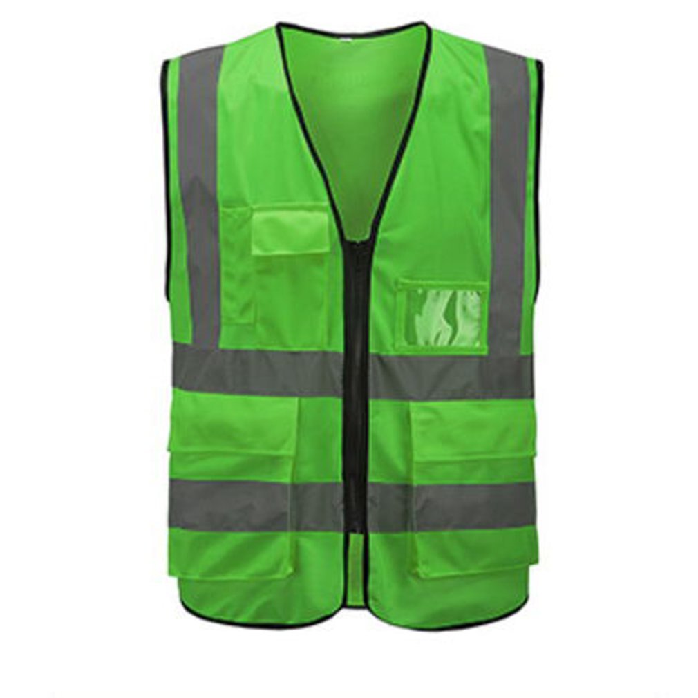Multi-tasche reflektierende weste Radfahren verkehrs weste Neutral Sleeveless Hygiene arbeiten reflektierende kleidung: Green