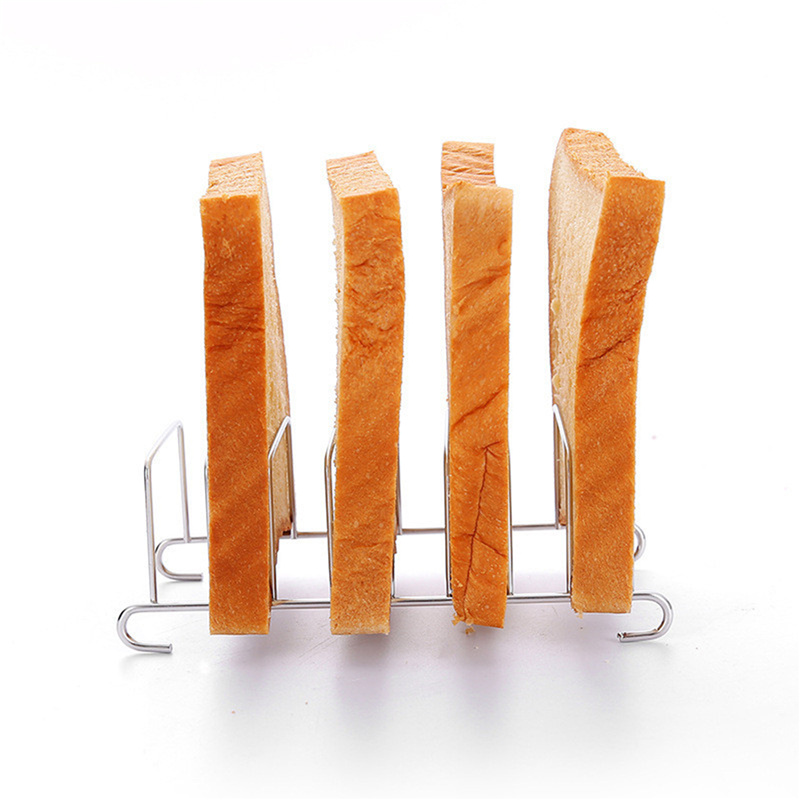 Roestvrijstalen Toast En Broodrek 8 Sleuven Rechthoek Food Display Tool Voor Lucht Friteuse Accessoires Restaurant Home Broodhouder