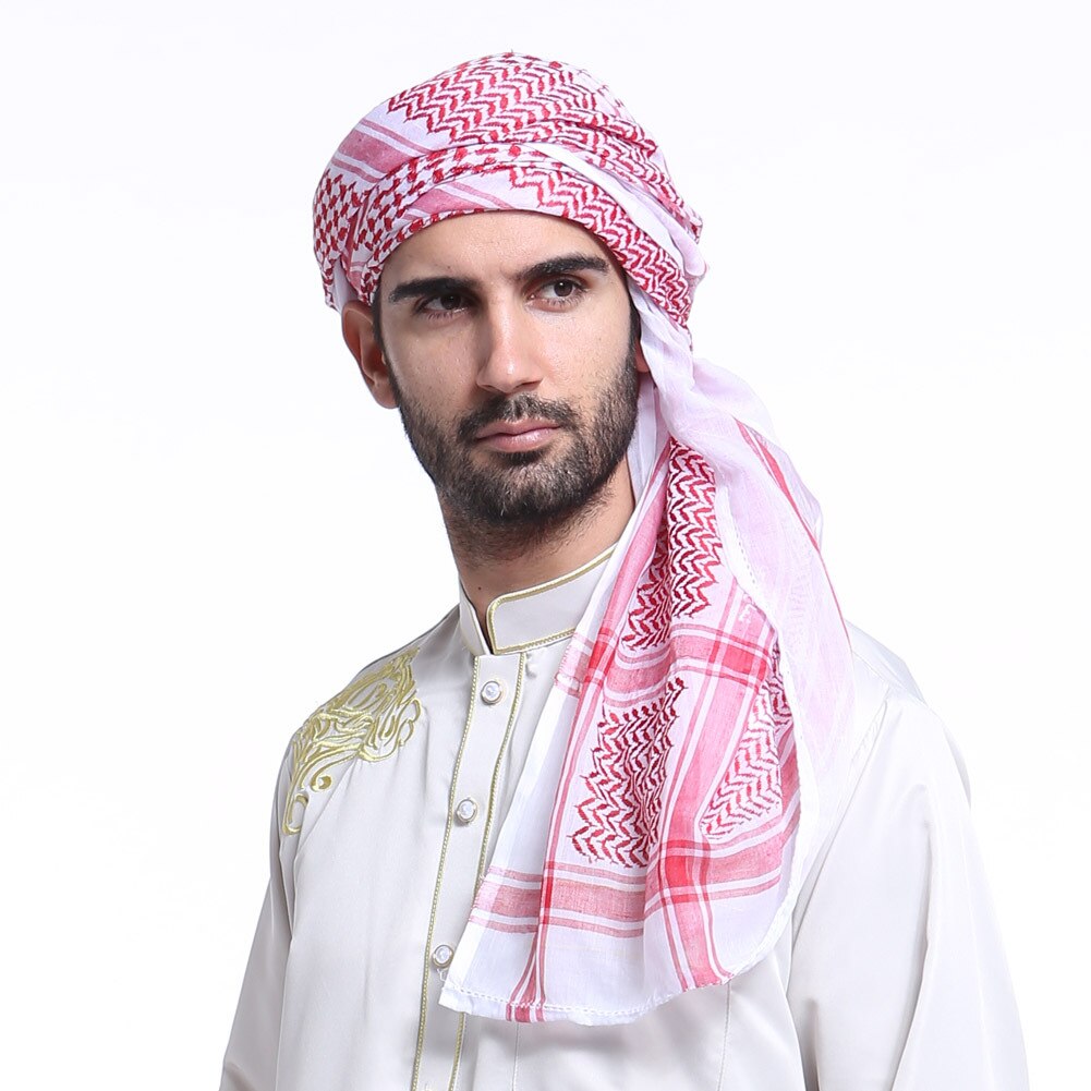 Adulto masculino cabeça árabe cachecol keffiyeh médio oriente deserto shemagh envoltório muçulmano headwear árabe acessórios de traje d88