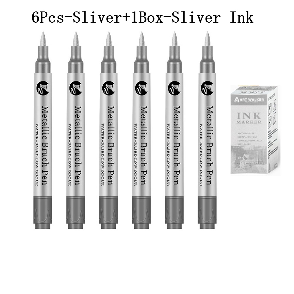1/2/6/12 Stuks Art Markers Goud/Sliver 1-4MM Pen Tip Hervulbare Inkt Waterdicht voor Schilderen Wielnaaf Kleur Reparatie Schoolbenodigdheden: Black