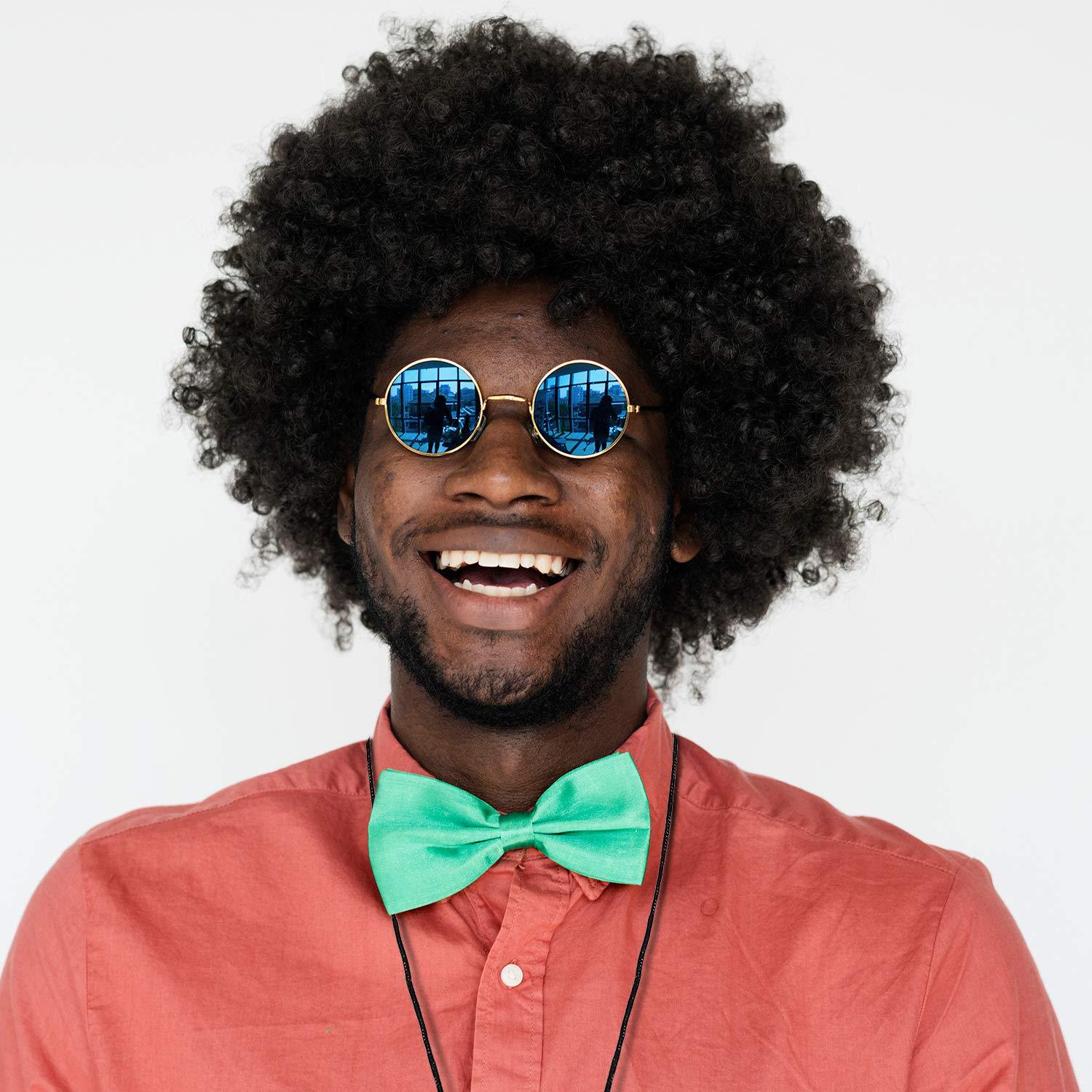 Conjunto de joyería de disfraz, peluca Afro sintética, collar de gafas de sol para temática de los años 50, 60 y 70, accesorios de ropa de estilo años 80 para hombres