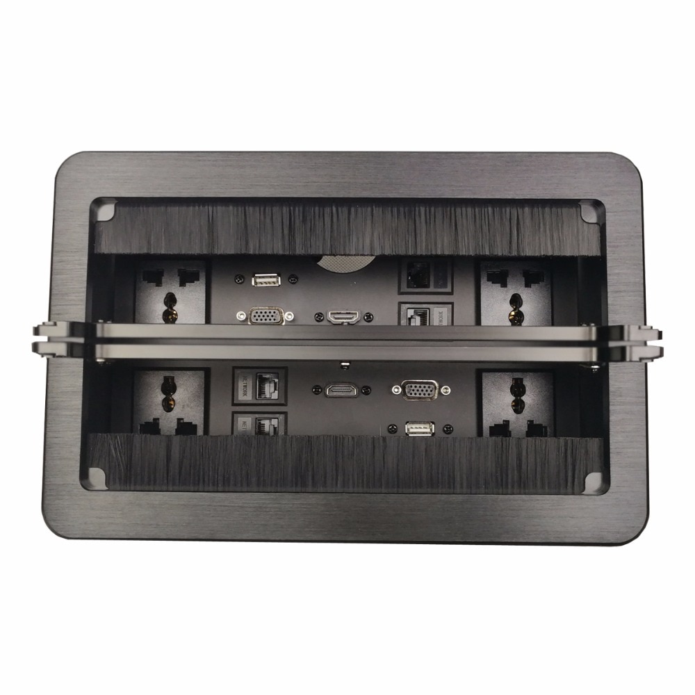 Dubbele borstel cover desktop socket/Aluminium socket/USB, VGA, HDMI, netwerk, RJ45 informatie Outlet box/Verborgen desktop socket: S-S02