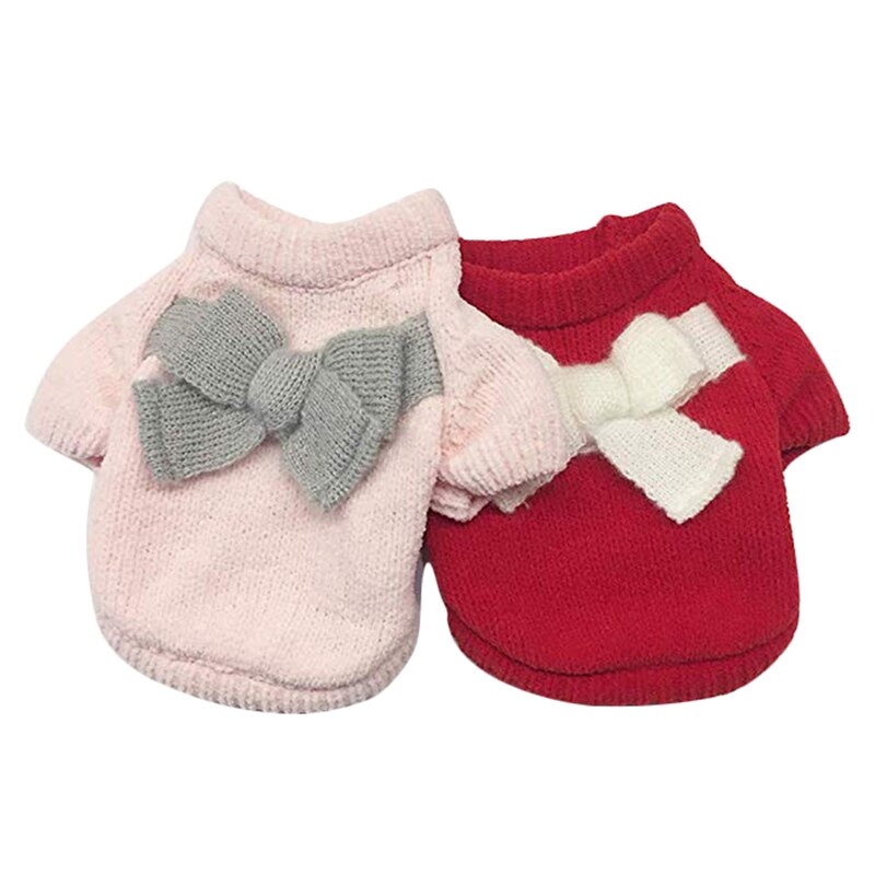 Leuke Hond Truien Winter Warm Puppy Roze Boog Kleding Kerst Zachte Katoenen Jassen Jas voor Chihuahua teddy