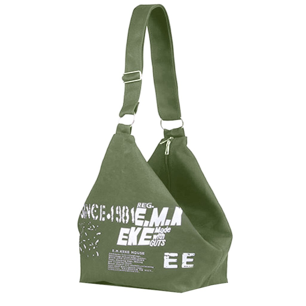 Femmes décontracté grande capacité toile lettre grande capacité sac de voyage pour la vingtaine filles fourre-tout sacs à main sacs à bandoulière Bolso: Vert armée