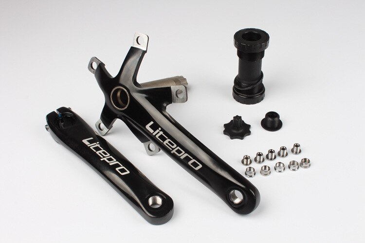 LP Litepro Folding Bike Crank Road Bicycle Intergrated Hollow BCD 130mm With Bottom Brackets: Crank Black With BB
