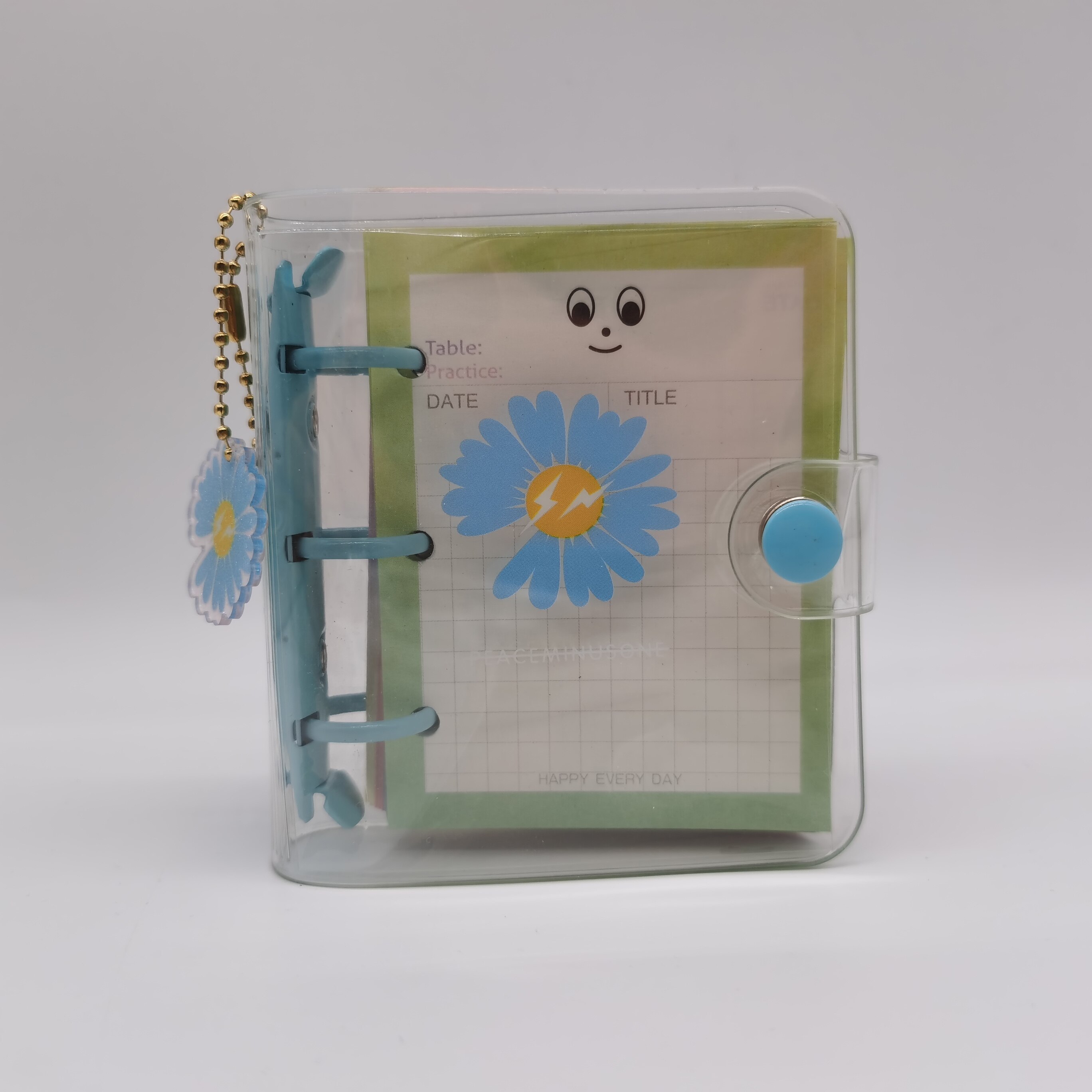 Daisy Cute Mini 3Holes Diary Set, Pocket Small Journal Traveler Planner Set 80sheets Blank Gird Dot Paper Daisy Pendant: Blue  Daisy