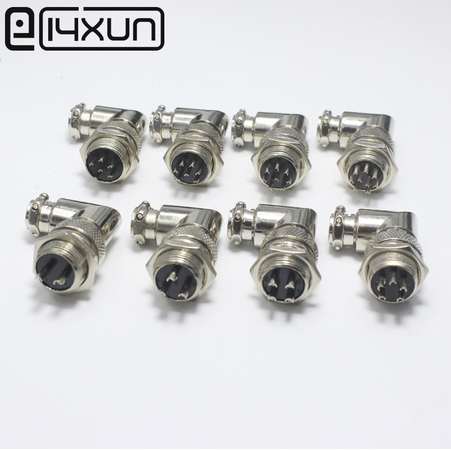 1 sæt  gx16 90 graders ret vinkel xlr 16mm albue 2 3 4 5 6 7 8 9 -benet hunstik han-chassismontering socket luftfartsstik