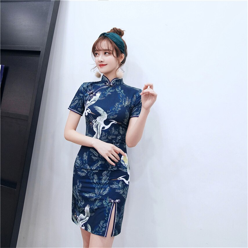Cheongsam chinese traditionele jurk voor vrouwen \& #39 ;s jurk sexy hanfu opstaande kraag kraan slank vintage oosterse outfit qipao