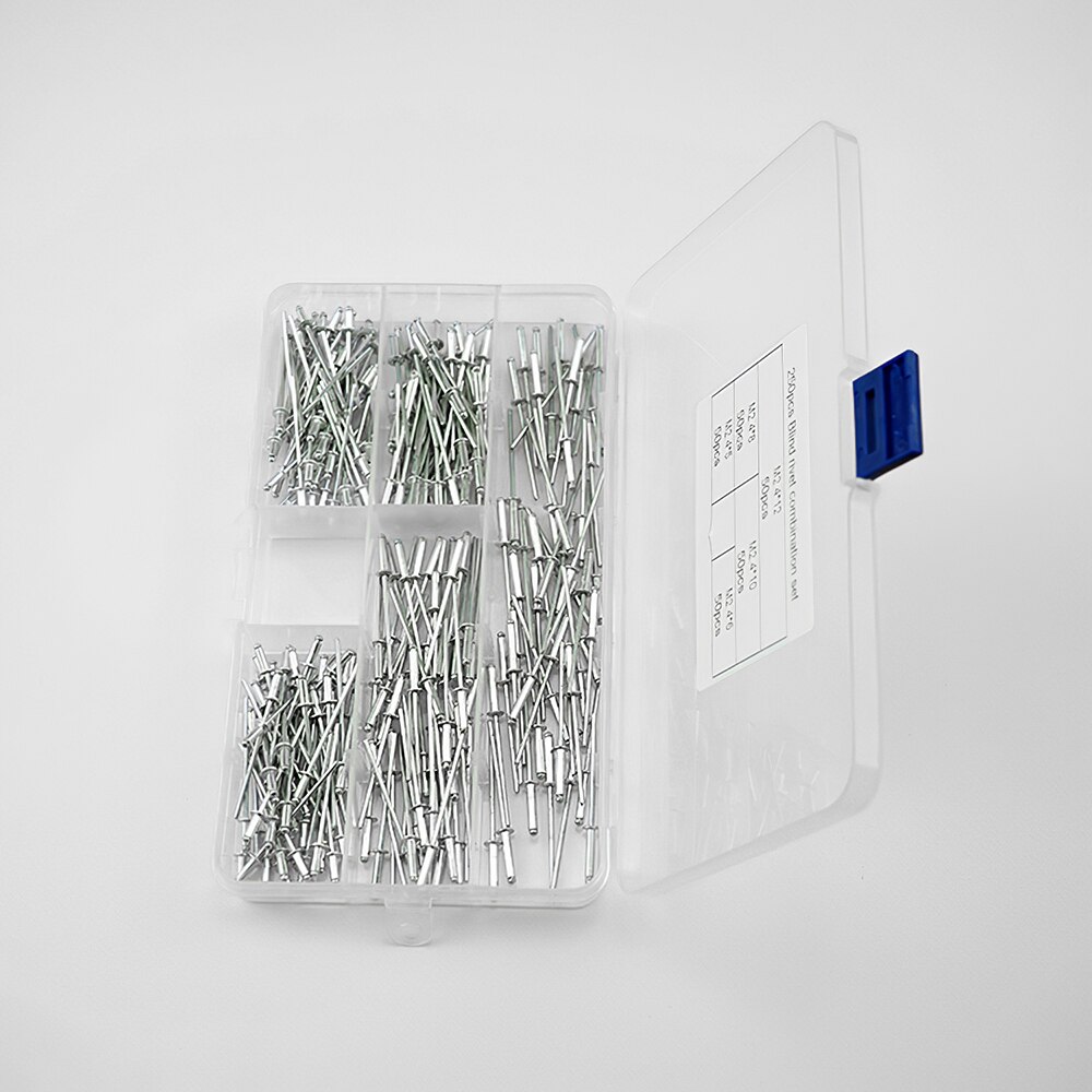 250pcs Durable Stainless Steel Round Head Blind Rivets Fastener Center Steel Wire Nail And Brad Assortment Kit Welding Screw Set