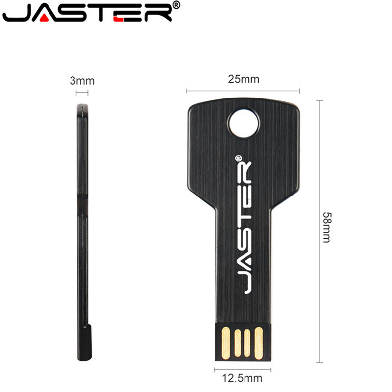 Chiavetta USB a forma di chiave in metallo ad alta capacità Chiavetta da 64 GB con penna nera Dispositivo di archiviazione con capacità reale Silver Stick Disco U ad alta velocità