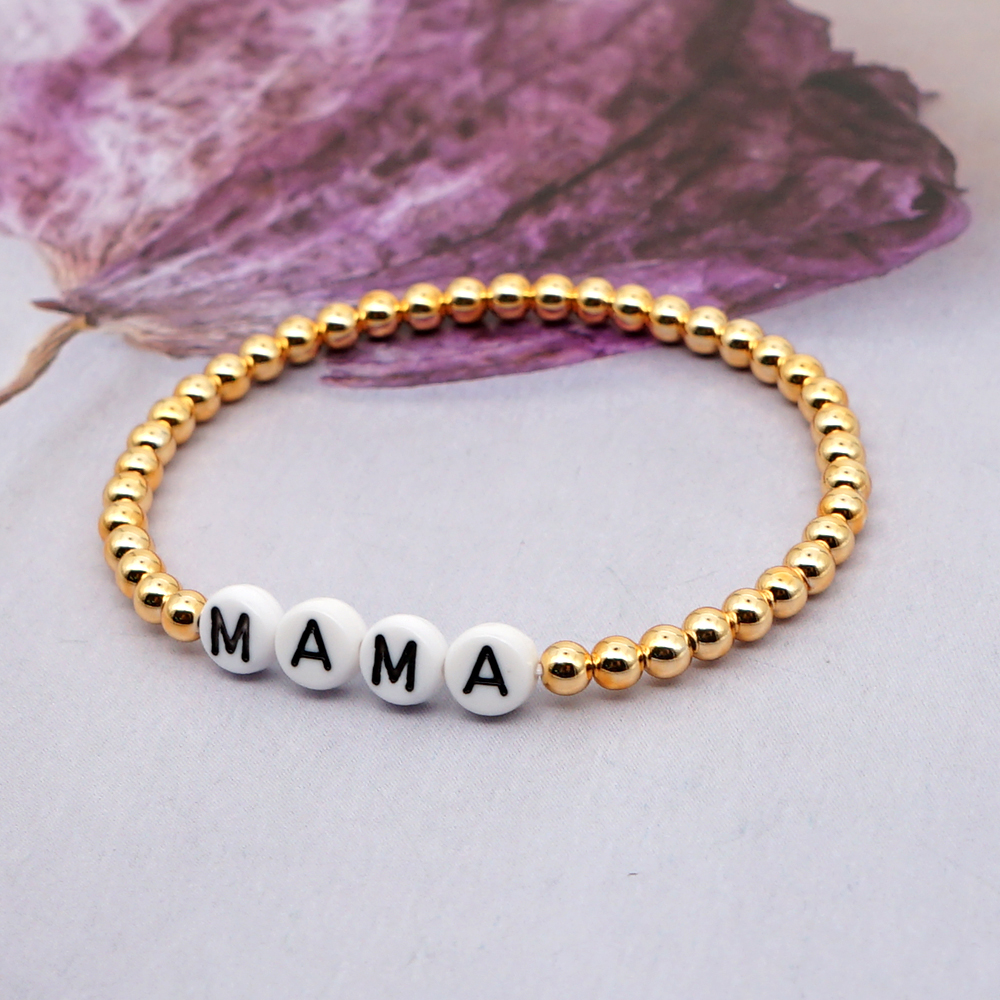 GO2BOHO Bracelet Femme Bracelets For Women MAMA Letter Mothers Day Trendy Jewelry Fadeless Gold Plating Beads