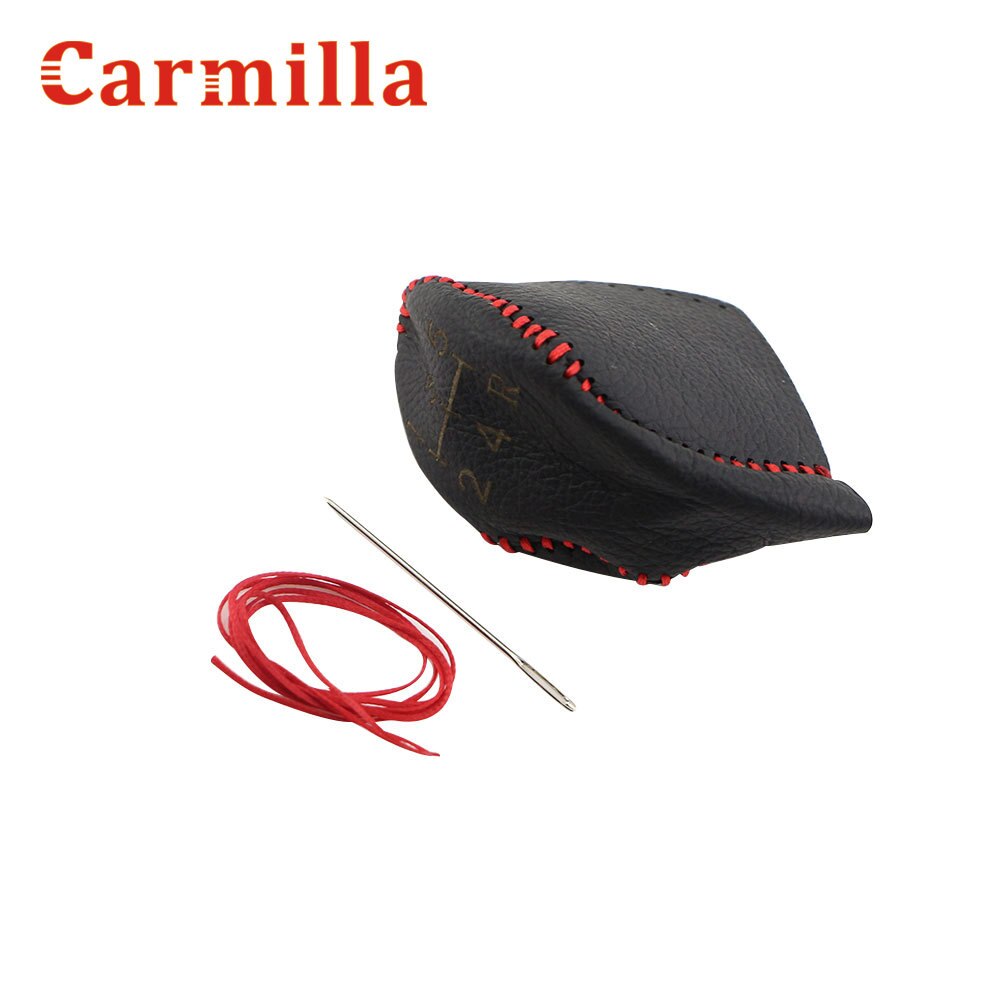 Carmilla-perilla de palanca de cambios de coche, cubierta protectora de cuero AT MT, collares de cambio de marchas, cubierta de freno de mano para Ford MK7