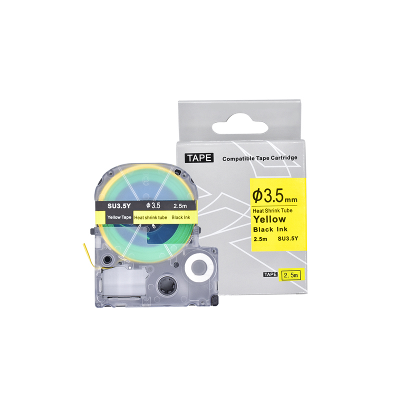 1PCS PUTY voor Epson SU3.5W Label Tape 3.5mm Zwart op Wit Krimpkous Label Tapes SU3.5W voor epson Label Printer Lint: Black-Yellow