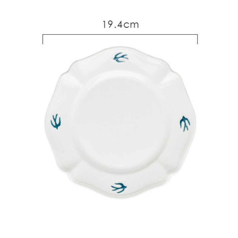 Plato de golondrina en relieve japonés para exportación, plato plano pequeño Simple para el hogar, Beige, Original: Large Round