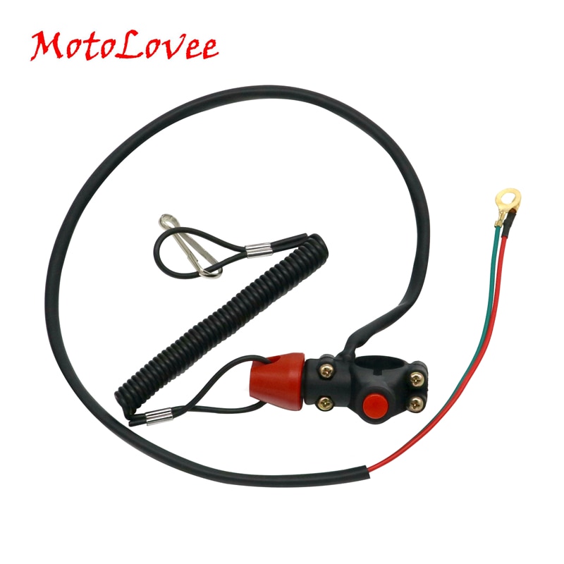 MotoLovee Motorcycle Safety Black Universal Engine Stop Tether Lanyard Closed Kill Switch For Quad Bike