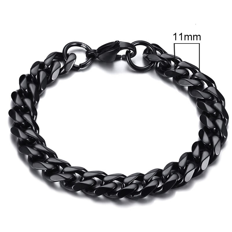 Vnox Heren Eenvoudige 3-11mm RVS Curb Cubaanse Link Chain Armbanden voor Vrouwen Unisex Pols Sieraden