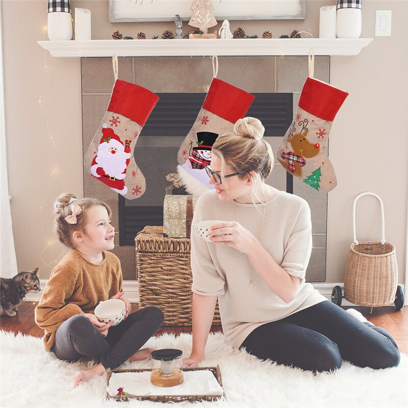 Kerst Ornamenten Kerstman Sok Haard Trimmings Kerstsok Tassen Kids Snoep Zakken Ornament Adornos Navidad