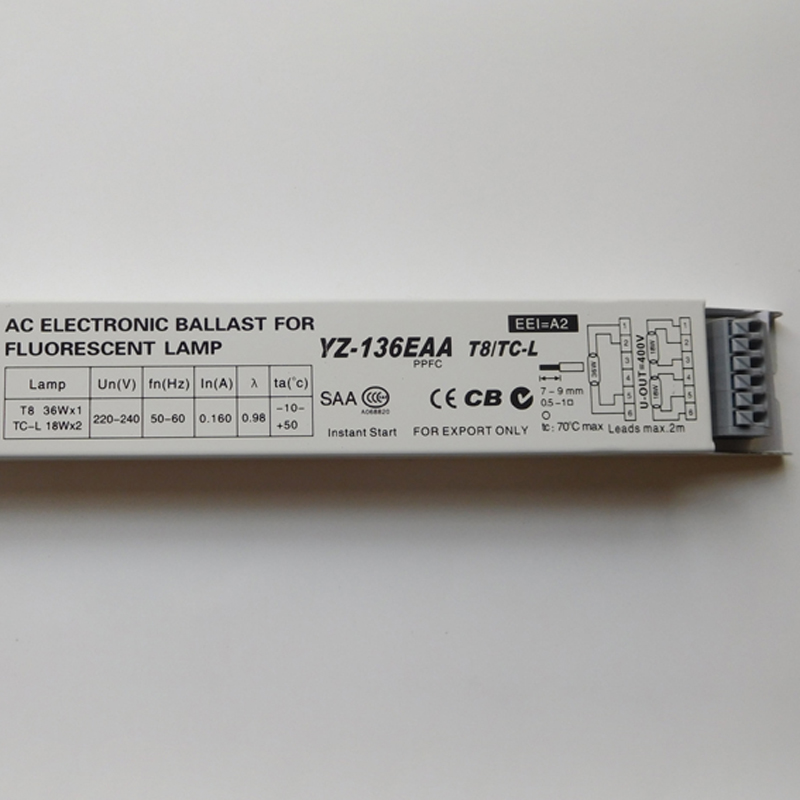 3 aaa yz -136 eaa pikakäynnistysloistelampun elektroninen liitäntälaite  t8/ tc: lle -l 36 x 1 x 2 18 x 2 lamppua  ac 220-240v ccc ce cb