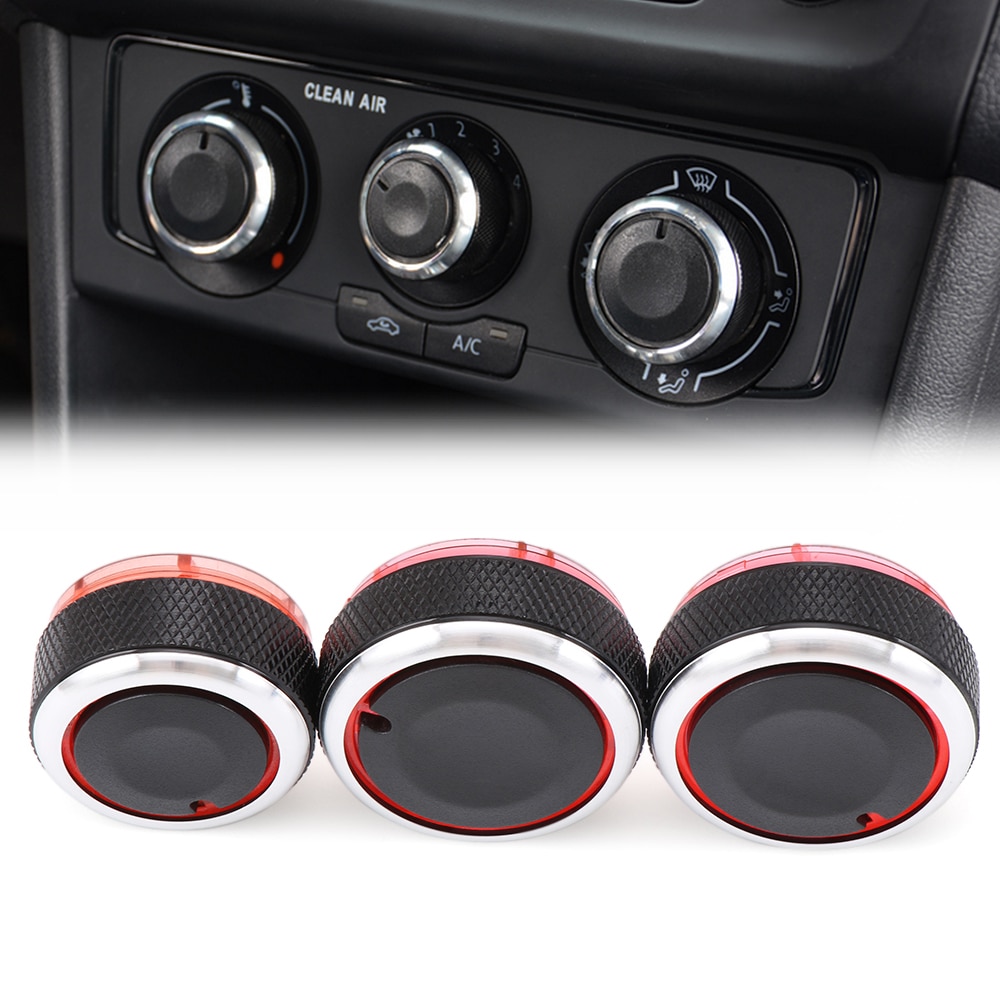For VW POLO 2003 MK4 MK5 9N 9N3 6R 3pcs/set Aluminum Alloy Air Conditioning Knob AC Knob Heat Control Switch Button Knob