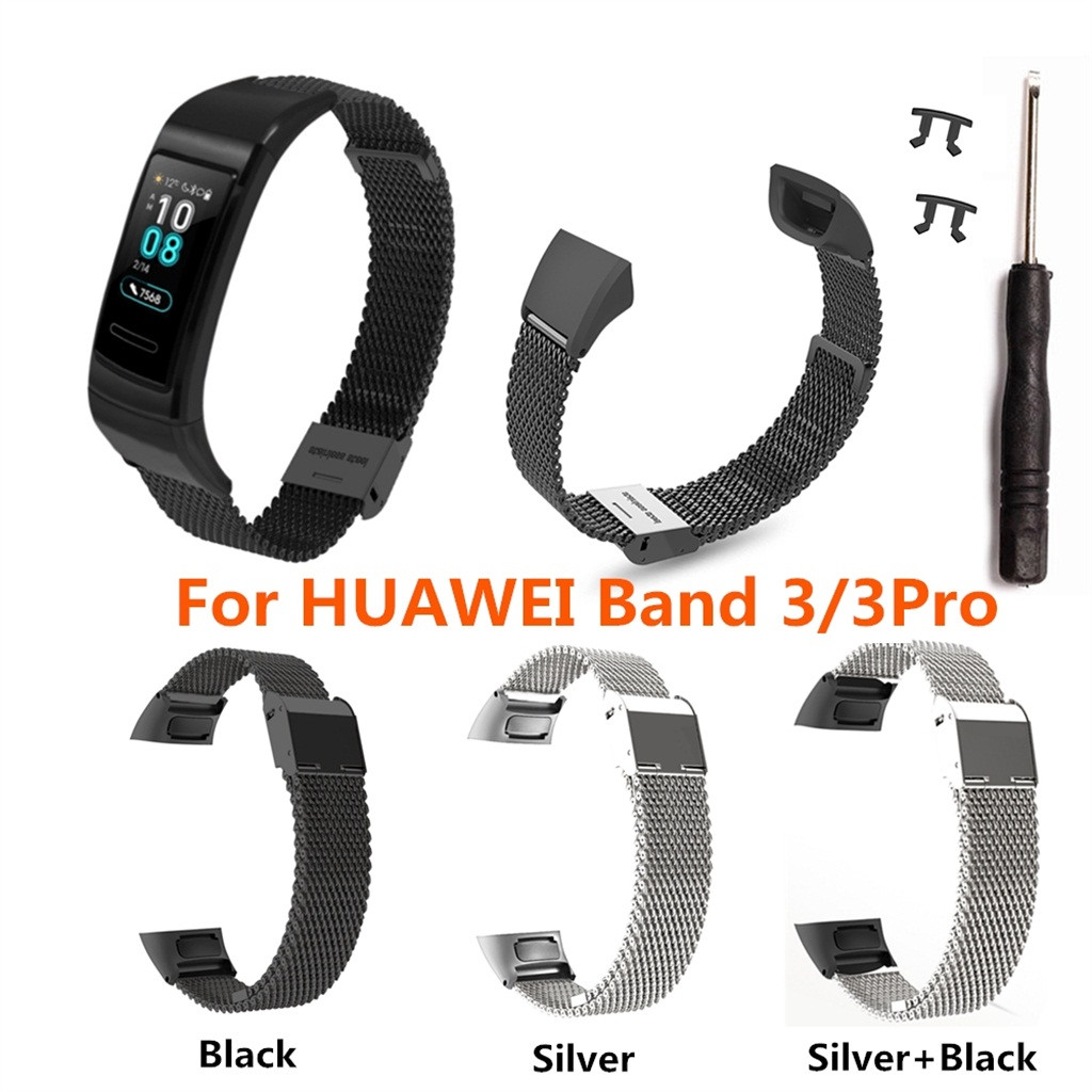 Acier inoxydable Bracelet en métal Bracelet Bracelet de montre pour Huawei bande 3/3 Pro sport Bracelet bande accessoires
