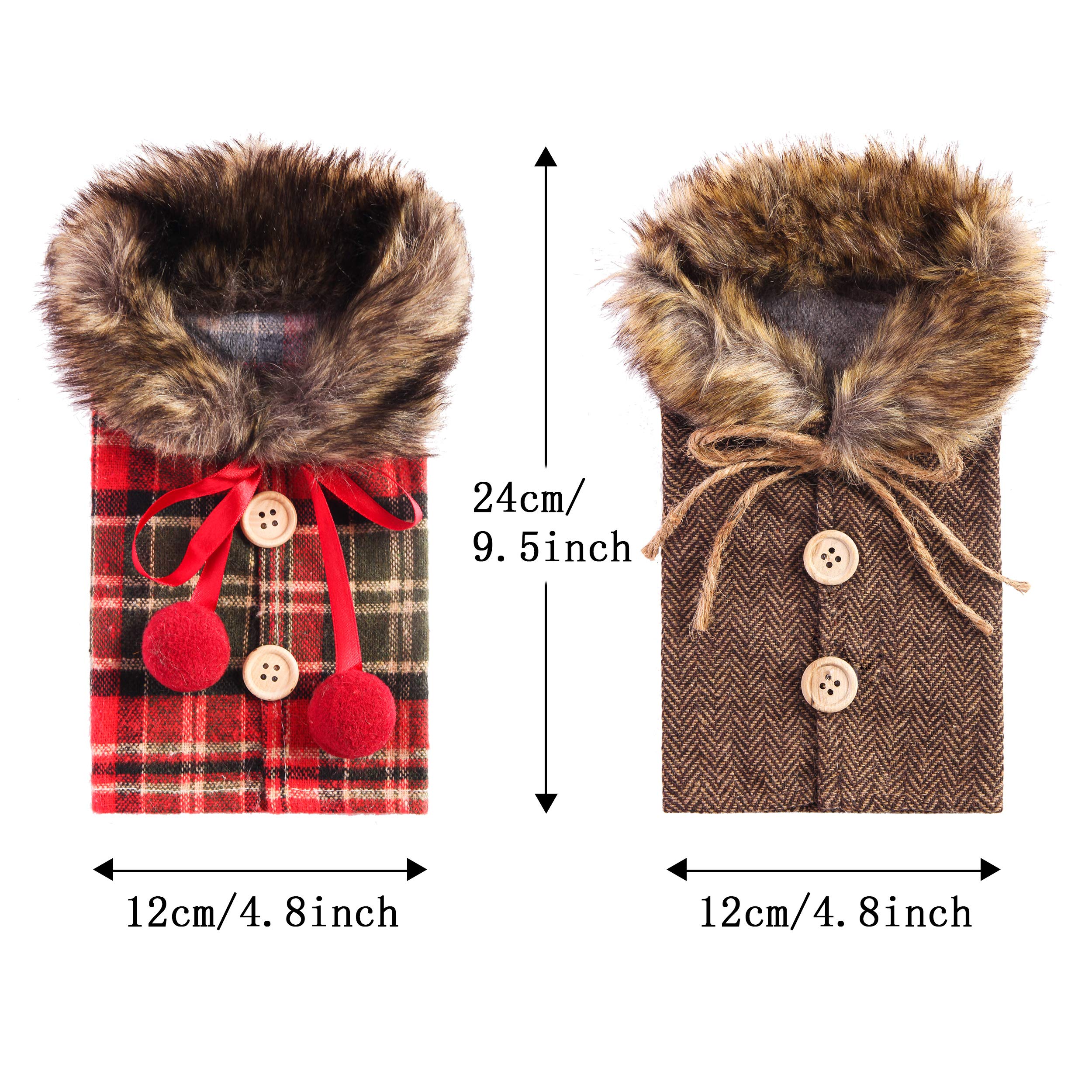 1/2PC Christmas Wine Bottle Cover Party Dining Table Wine Bottle Decoration Striped Checkered Wine Bottle Cover Home Table Decar