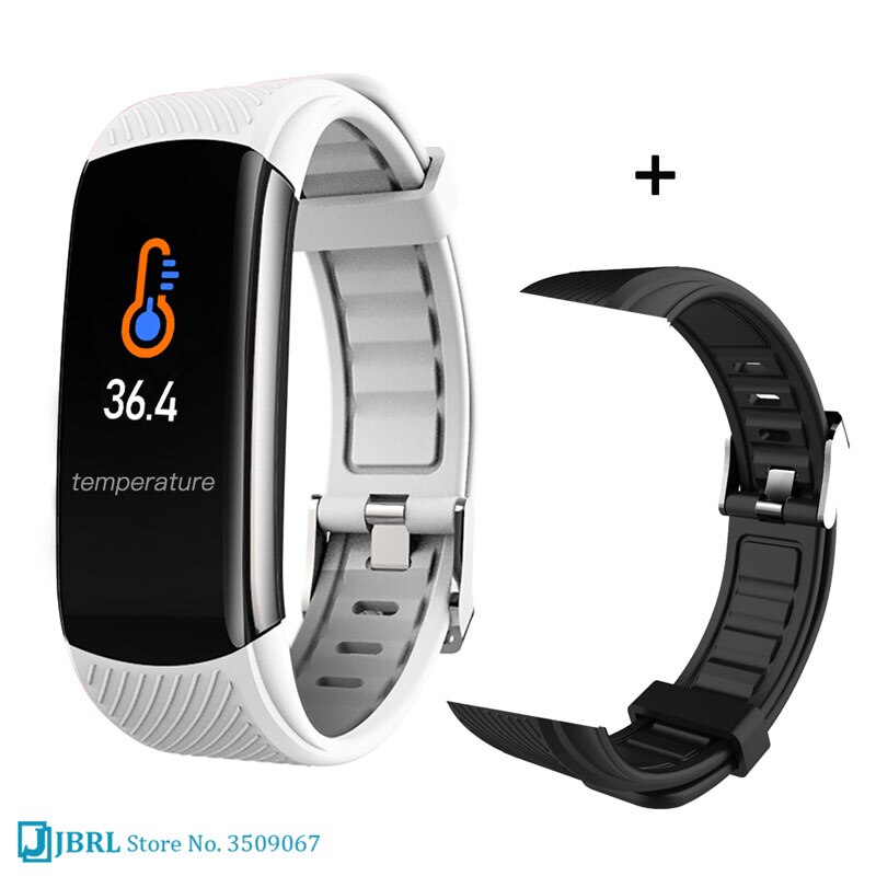 Sporthorloge heren digitaal lichaamstemperatuur polshorloges dames elektronische digitale klok siliconen band bloeddruk android ios: Witte add stap