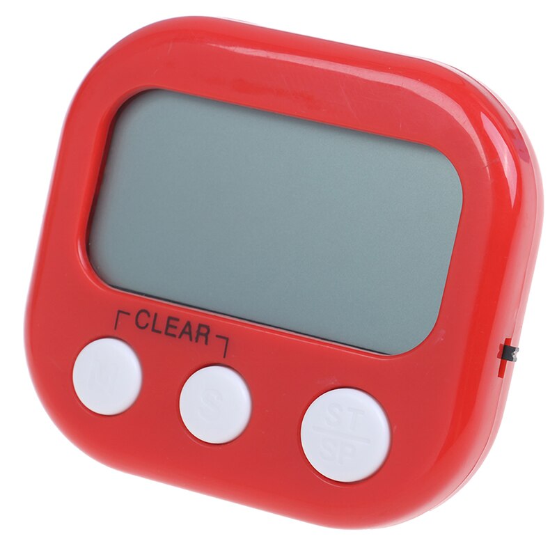 Practical Cooking Timer Alarm Clock Multi-Color Magnetic LCD Digital Kitchen Countdown Timer Alarm With Kitchen Timer: Red