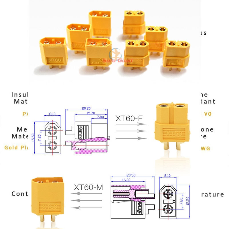 Original Amass XT90S XT90-S XT90 Connector Anti-Spark Male Female Connector with Housing Sheath for Battery ESC and Charger Lead