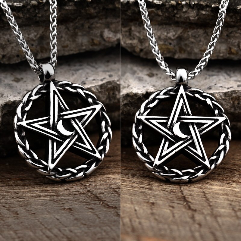 Rvs Moon Star Pentagram Hexagon Hangers Hanger Kettingen Vrouwen Man Met Bedels Pentagram David Van Ster Sieraden