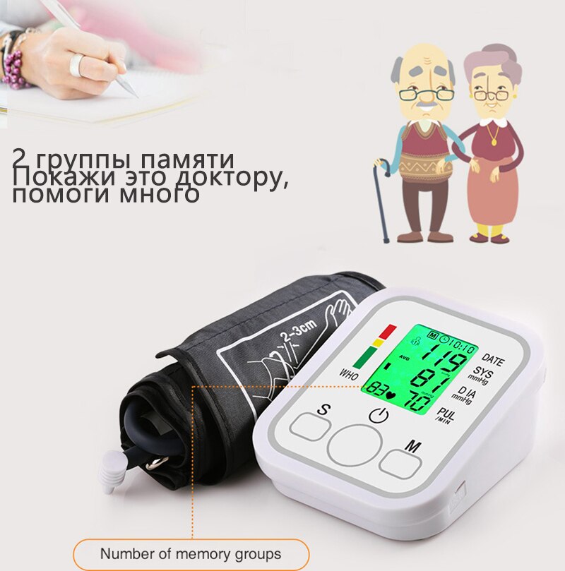 Rusland Voice Draagbare Digitale Bovenarm Bloeddrukmeter Bp Bloeddrukmeter Hartslag Test Gezondheidszorg Monitor Tonometer