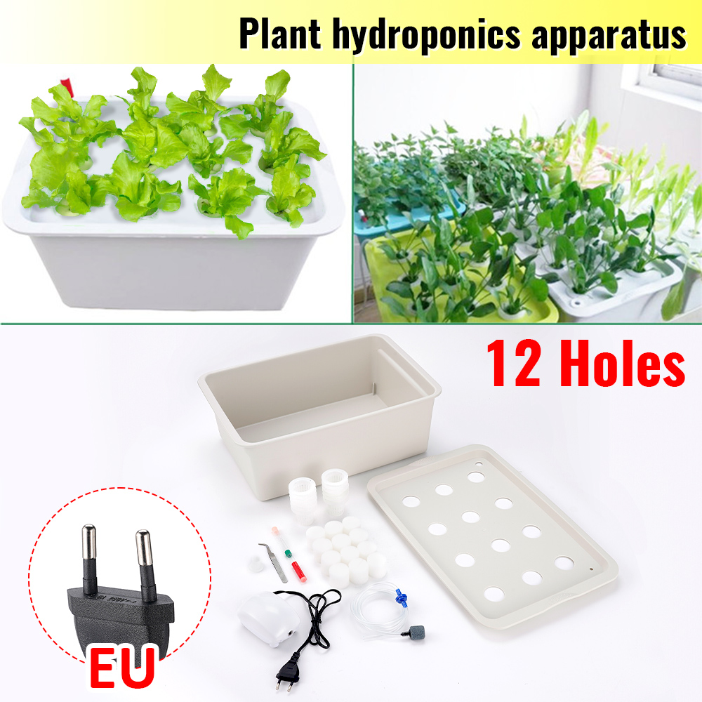 Sistema de macetas de vivero hidropónico para jardín, Kit de cultivo de burbujas, caja de armario interior, 12 agujeros