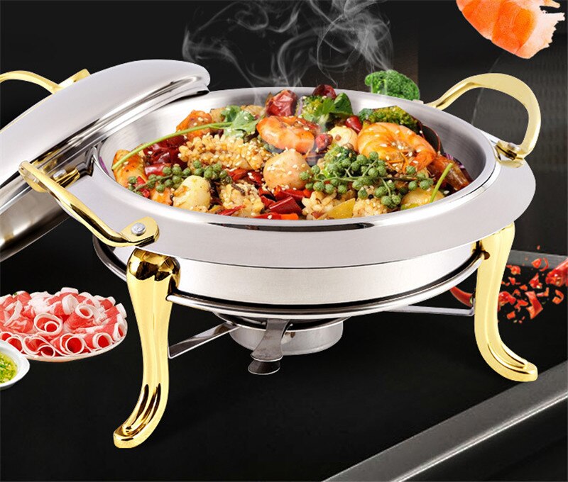 Olla gruesa de acero inoxidable para alcohol, olla seca dorada, pequeña, para restaurante, hotel, comercial, para freír