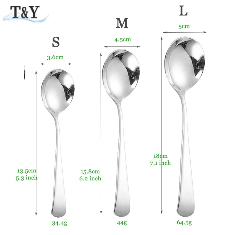 One Rounded Tablespoon T&Y 1pc 304 Stainless Steel Round Spoon Sturdy Hea... – Grandado