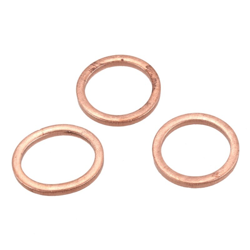 Junta de sello de anillo plano de cobre de 10 Uds. 14mm x 18mm x 2mm