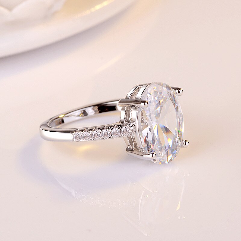 CC Anelli di Cerimonia Nuziale per Le Donne Ovale cubo Zirconia Anello di Fidanzamento Sposa Gioelleria Raffinata E Alla Moda in Oro Bianco bijoux Femme CC2390