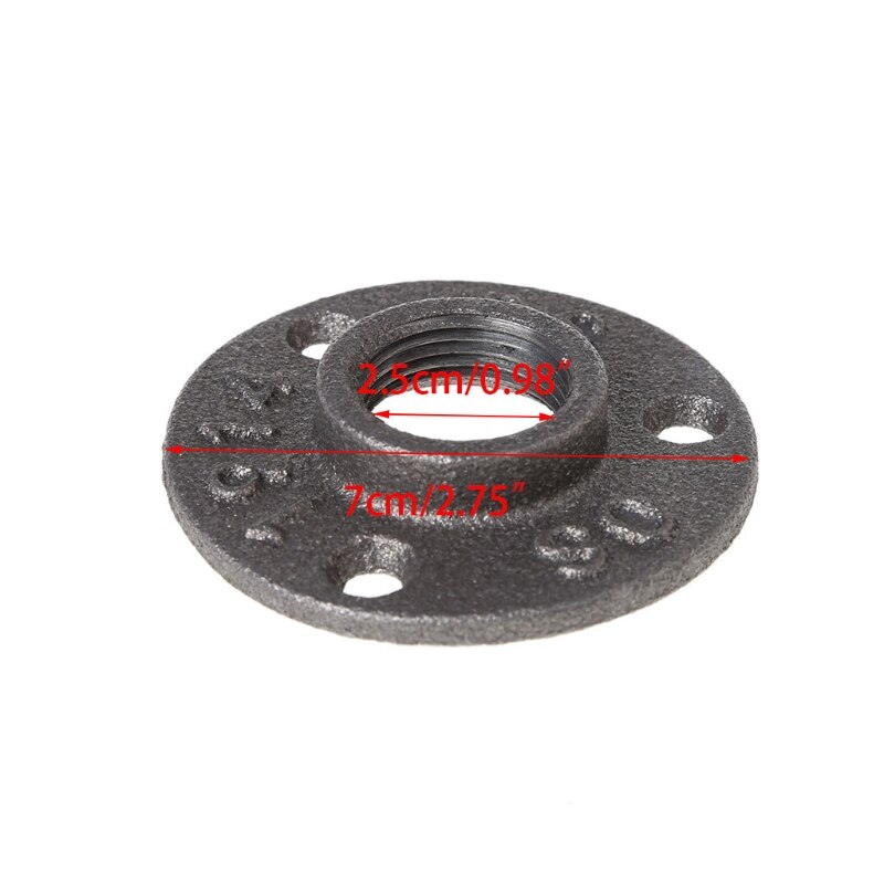 3/4" Malleable Threaded Floor Flange Iron Pipe Fittings Wall Mount Black